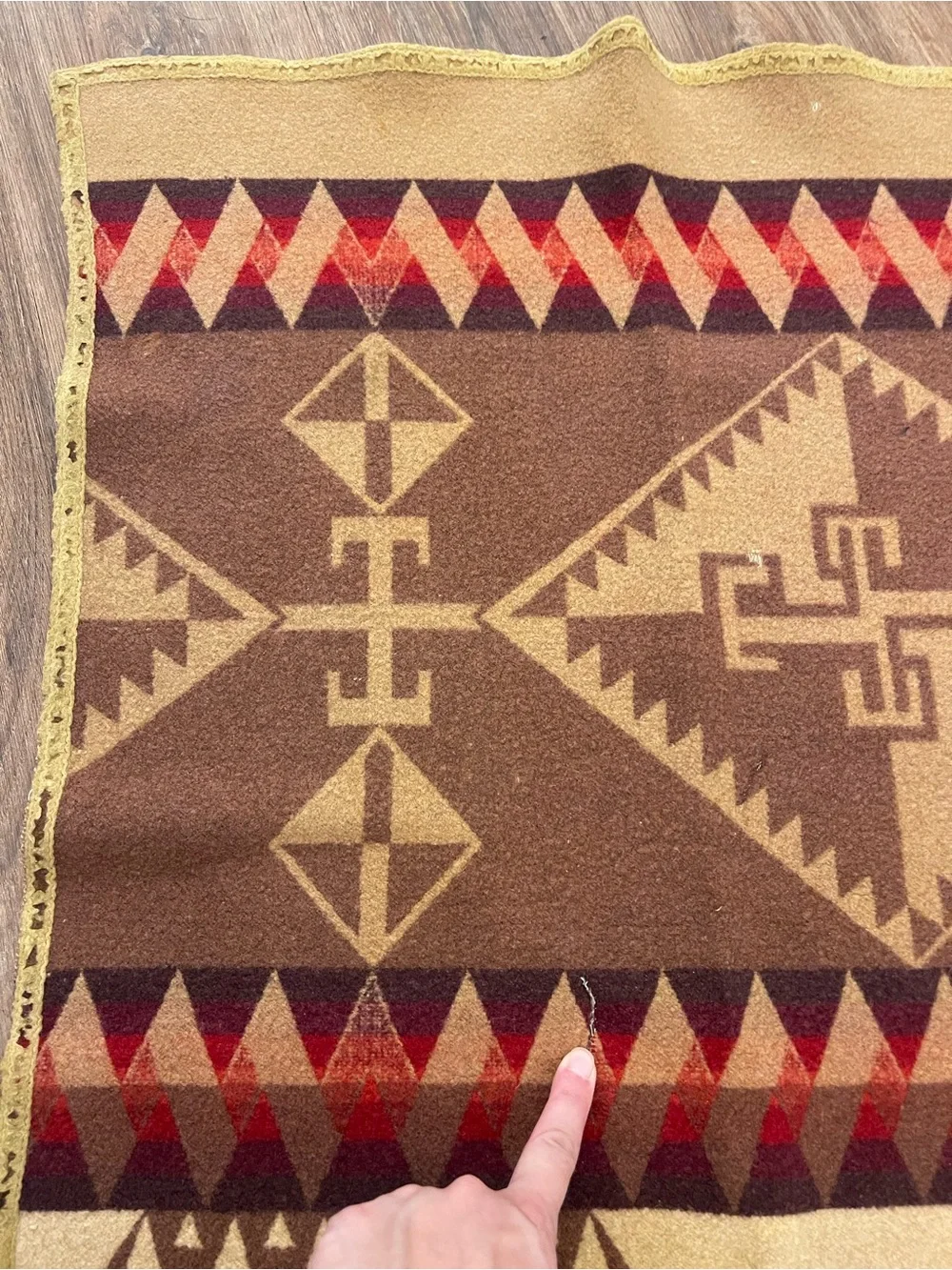 Vintage 20s Pendleton? Brown Reversible Wool Throw Blanket Aztec Tribal Western